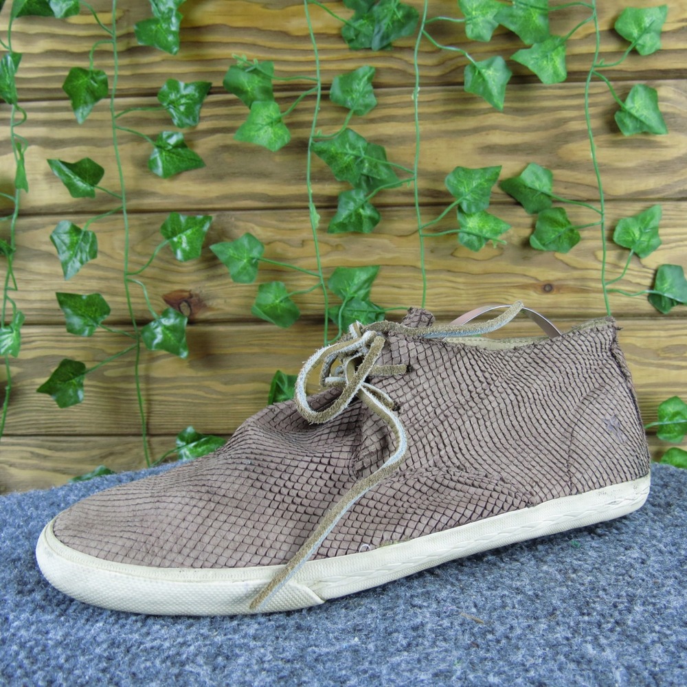 Frye Mindy Chukka Women's 8 Taupe Textured Leather Bootie Lace-Up Casual Comfort
